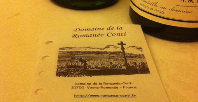 Dégustation vins de la Romanée Conti